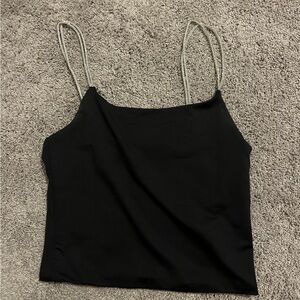 Forever 21 Black Crop Tank with Silver Metallic Straps